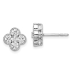 True Origin 14K White Gold 1 carat Lab Grown Diamond VS/SI  D E F  Bloom Floral Post Earring