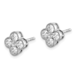 True Origin 14K White Gold 1 carat Lab Grown Diamond VS/SI  D E F  Bloom Floral Post Earring - Image 2