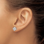 True Origin 14K White Gold 1 carat Lab Grown Diamond VS/SI  D E F  Bloom Floral Post Earring - Image 3