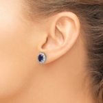 14K White Gold Lab Grown VS/SI FGH Dia and Cr Oval Blue Sapphire Fashion Ea - Image 3