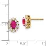 14K Lab Grown VS/SI FGH Dia and Oval Created Ruby Fashion Earrings - Image 4