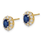 14K Lab Grown VS/SI FGH Dia and Created Oval Blue Sapphire Fashion Earrings - Image 2