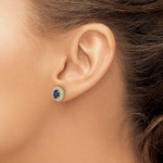 14K Lab Grown VS/SI FGH Dia and Created Oval Blue Sapphire Fashion Earrings - Image 3