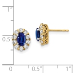 14K Lab Grown VS/SI FGH Dia and Created Oval Blue Sapphire Fashion Earrings - Image 4