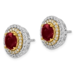 14K Two-Tone Lab Grown VS/SI FGH Dia & Created Ruby Earrings - Image 2