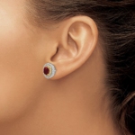 14K Two-Tone Lab Grown VS/SI FGH Dia & Created Ruby Earrings - Image 3