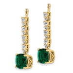 14K Lab Grown VS/SI FGH Dia & Created Emerald Earring Jackets - Image 2