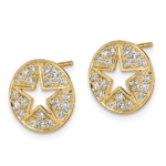 14K Lab Grown Diamond VS/SI FGH Circle Star Post Earrings - Image 2