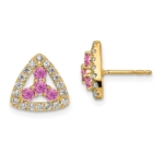 14K Pure Serenity Lab Grown VS/SI FGH Dia and Cr.Pink Sapp Triangle Earring
