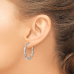 14K White Gold Lab Grown Diamond VS/SI FGH In & Out Hoop Earrings - Image 3