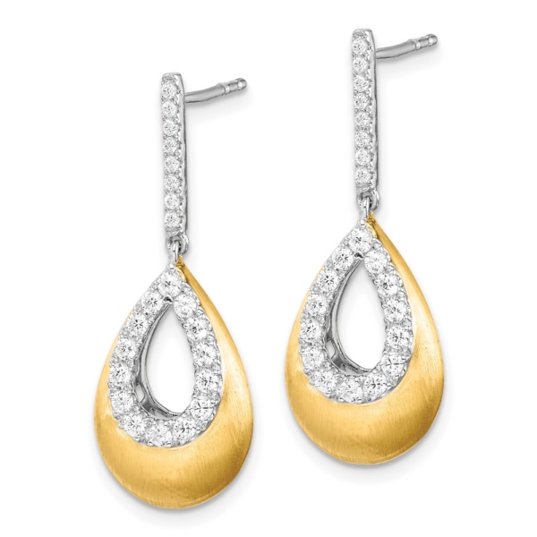 14K Two-Tone Lab Grown Diamond VS/SI FGH Teardrop Post Earrings - Image 2