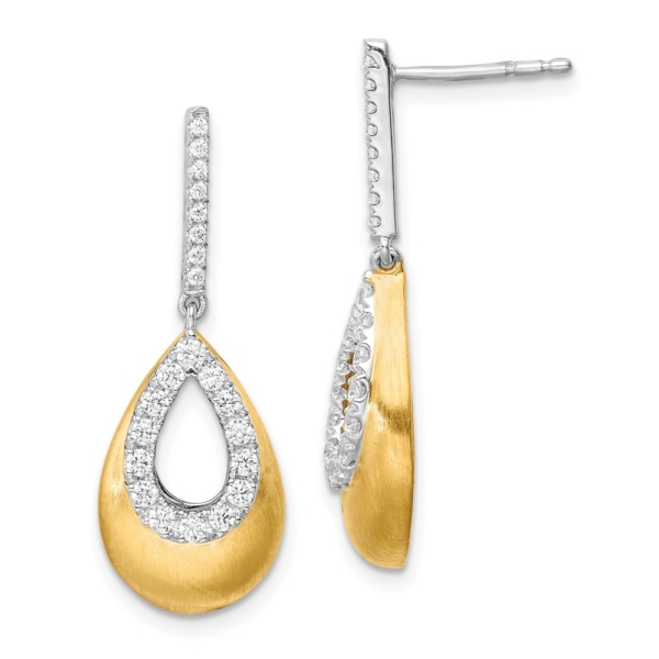 14K Two-Tone Lab Grown Diamond VS/SI FGH Teardrop Post Earrings