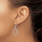14K White Gold Lab Grown Diamond VS/SI FGH Teardrop Leverback Earrin - Image 3