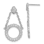 14K White Gold Lab Grown Diamond VS/SI FGH Circle Chain Drop Post Ea