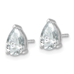 14k White Gold 2 carat total weight Pear VS/SI GH Lab Grown Diamond Stud Post Earrings - Image 2