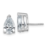 14k White Gold 4 carat total weight Pear VS/SI GH Lab Grown Diamond Stud Post Earrings