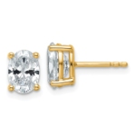 14k 2 carat total weight Oval Certified VS/SI DEF Lab Grown Diamond Stud Post Earrings