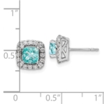 14K White Gold Lab Grown VS/SI FGH Dia and Cr Paraiba Halo Post Earrings - Image 2