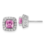 14K White Gold Lab Grown VS/SI FGH Dia  Diamond and Created Pink Sapphire H