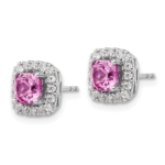 14K White Gold Lab Grown VS/SI FGH Dia  Diamond and Created Pink Sapphire H - Image 2