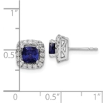 14K White Gold Lab Grown VS/SI FGH Dia and Created Blue Sapphire Halo Post - Image 4