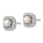 14K White Gold Lab Grown VS/SI FGH Dia and Pearl Post Earrings - Image 2
