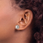 14K White Gold Lab Grown VS/SI FGH Dia and Pearl Post Earrings - Image 3