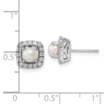 14K White Gold Lab Grown VS/SI FGH Dia and Pearl Post Earrings - Image 4