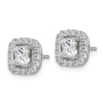 14K White Gold Lab Grown VS/SI FGH Dia and White Sapphire Halo Post Earring - Image 2