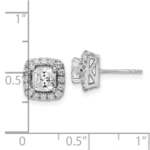 14K White Gold Lab Grown VS/SI FGH Dia and White Sapphire Halo Post Earring - Image 4