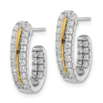 14K Two-Tone Lab Grown Diamond VS/SI FGH In and Out J-Hoop Earrings - Image 2