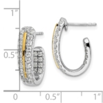 14K Two-Tone Lab Grown Diamond VS/SI FGH In and Out J-Hoop Earrings - Image 4