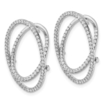 14K White Gold Lab Grown VS/SI FGH Dia Oval Fashion Hinged Earrings - Image 2