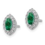 14K White Gold Lab Grown VS/SI FGH Dia and Created Emerald Post Earrings - Image 2