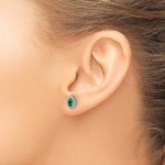 14K White Gold Lab Grown VS/SI FGH Dia and Created Emerald Post Earrings - Image 3