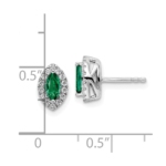 14K White Gold Lab Grown VS/SI FGH Dia and Created Emerald Post Earrings - Image 4