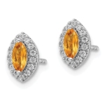 14K White Gold Lab Grown VS/SI FGH Dia and Citrine Post Earrings - Image 2