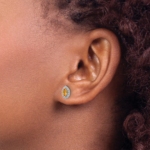 14K White Gold Lab Grown VS/SI FGH Dia and Citrine Post Earrings - Image 3