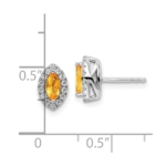 14K White Gold Lab Grown VS/SI FGH Dia and Citrine Post Earrings - Image 4