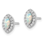 14K White Gold Lab Grown VS/SI FGH Dia and Created Opal Post Earrings - Image 2