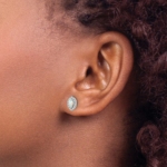 14K White Gold Lab Grown VS/SI FGH Dia and Created Opal Post Earrings - Image 3