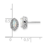 14K White Gold Lab Grown VS/SI FGH Dia and Created Opal Post Earrings - Image 4