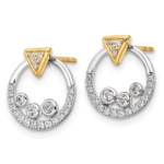 14K Two-Tone Lab Grown VS/SI FGH Dia Circle Jacket and Triangle Post Earrin - Image 2
