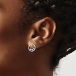 14K Two-Tone Lab Grown VS/SI FGH Dia Circle Jacket and Triangle Post Earrin - Image 3