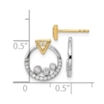 14K Two-Tone Lab Grown VS/SI FGH Dia Circle Jacket and Triangle Post Earrin - Image 4