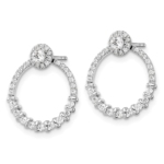 14K White Gold Lab Grown VS/SI FGH Dia Circle Jacket and Post Earrings - Image 2