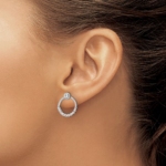 14K White Gold Lab Grown VS/SI FGH Dia Circle Jacket and Post Earrings - Image 3