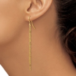 14K Polished Tassel Dangle Shephard Hook Earrings - Image 3