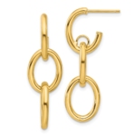 14K Polished Double Round Dangle Post Earrings