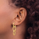 14K Polished Double Round Dangle Post Earrings - Image 3